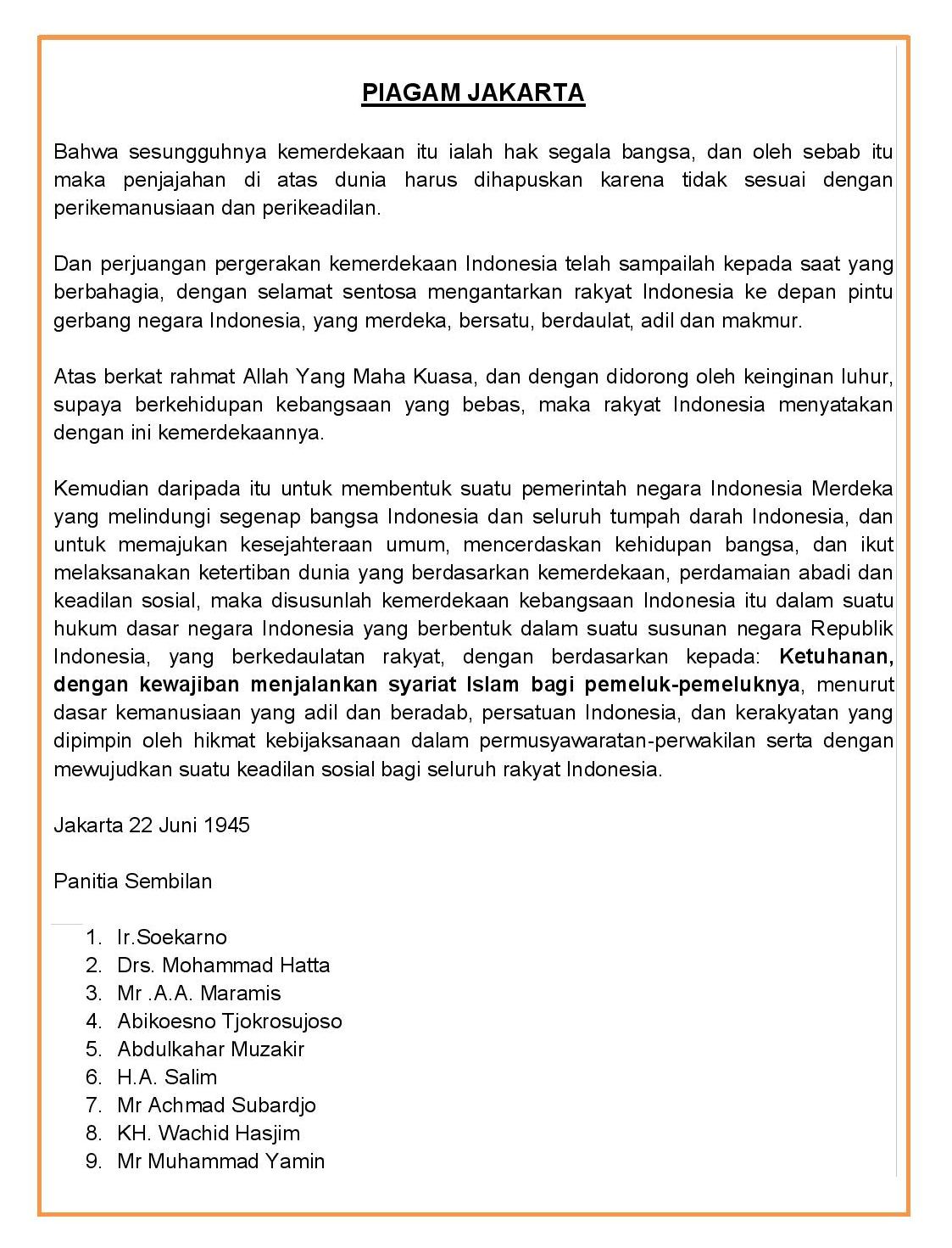 Image result for piagam jakarta